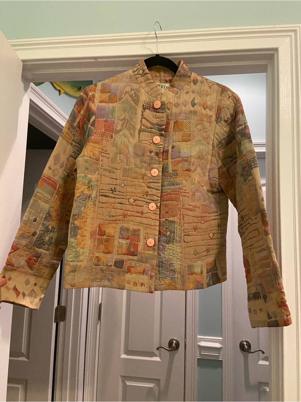 Vintage Orvis Quilted Patchwork Geometric Button-Front Artsy Jacket